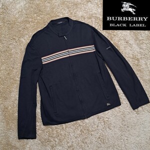 BURBERRY BLACK LABEL バーバリー　ブラックレーベル　ブルゾン　フリース　ジップアップ　ノバチェック　黒　ブラック　ホースロゴ　刺繍