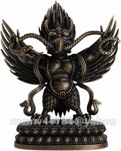仏像 ミニ 迦楼羅王像 13cm 真鍮製 守護神 風水 置物 ミニチュア仏像 (古色)