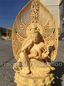 「81SHOP」仏像【如意輪観音菩薩】木彫り仏像（一面六臂）総高30cm