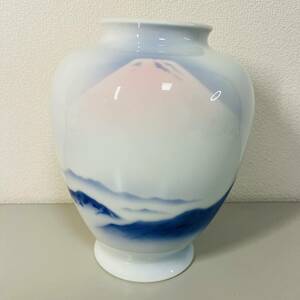 深川製磁 花瓶 花器 赤富士