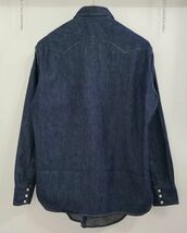 LEVIS VINTAGE CLOTHING リーバイス 美品 USA製 555 バレンシア工場 1950s ショートホーン BigE 復刻 8.5oz デニムウエスタンシャツ L 濃紺_画像3