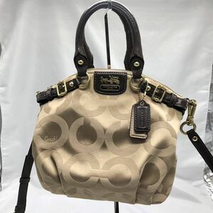 COACH コーチ キャンバス レザー 2way 18651 ベージュ KN-YAP8