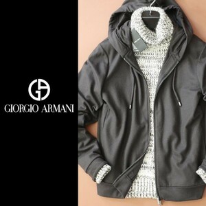 dn733●GIORGIO ARMANI●ジョルジオアルマーニ●秋冬極上カシミヤ100％●フーデッドパーカージップジャケット●50