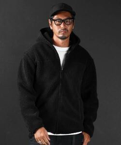 The DUFFER of ST.GEORGE BOA HOODED JK big Silhouette oversize boa Parker light outer XL black 