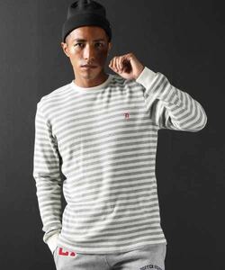 The DUFFER of ST.GEORGE WAFFLE BORDER L/SL TEE：ワッフルボーダー ロングスリーブTシャツ S