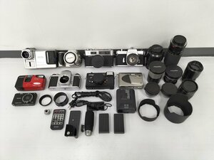 ●カメラ9個・レンズ8個ジャンクまとめセット フィルムカメラ・デジタルカメラ・レンズ・ケーブル・バッテリー充電器などまとめ売りセット