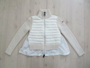 T09 MONCLER モンクレール MAGLIONE TRICOT CARDIGAN マリオーネ リブニット ダウンジャケット タグ ジャパン XS ホワイト