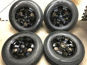 【200系ハイエース】溝有195/80R15 107/105LスタッドレスLTタイヤ 15×6J+33 PCD139.7 6Hブラックアルミホイール ４本