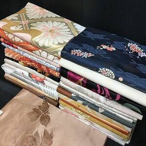 G1798M 袋帯/名古屋帯 おまとめ 25点 正絹/純金糸24金箔/刺繍/花柄/他 kimono obi/着物 Rew