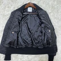 極美品●ESTNATION エストネーション ブルゾン サテン 光沢 ジャケット JACKET MA-1 黒 Mサイズ_画像5