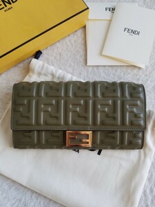 新品 FENDI フェンディ ナッパレザー コンチネンタル 長財布 カーキ 8M0251AAJDF1D3Q 国内完売 入手困難