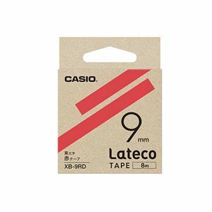 【新品】（まとめ） カシオ ラベルライター Lateco 詰め替え用テープ 9mm 赤テープ 黒文字 【×5セット】