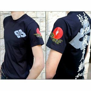 【新品】戦国武将Tシャツ 【武田信玄 風林火山】 XLサイズ 半袖 綿100% ブラック 〔メンズ 大きいサイズ Uネック おもしろ〕