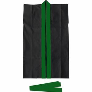【新品】（まとめ）ロングハッピ不織布 黒（緑襟）S（ハチマキ付）【×20セット】