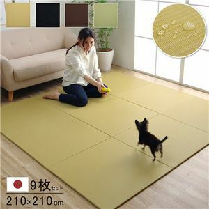 【新品】日本製 水拭きできる ポリプロピレン 置き畳 ユニット畳 シンプル ブラック 約210×210cm（約70×70cm 同色9枚組）