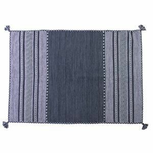 【新品】ラグマット 絨毯 190×130cm ネイビー 長方形 インド製 綿 コットン TTR-103NV シェニール リビング ダイニング ベッドル