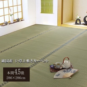 【新品】日本製 い草 上敷き/ラグマット 【双目織 本間4.5畳 約286×286cm】 抗菌 防臭 調湿機能付き 〔リビング 和室〕