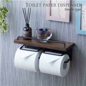 [ new goods ] toilet to paper holder approximately width 27.5× depth 9.5× height 11.5cm dark brown double type final product toilet . lavatory store off .