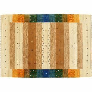 【新品】防炎 ラグマット/絨毯 【約70×120cm 729/マルチ】 ホットカーペット対応 インド製 『ファインギャベ』 729/MULTI