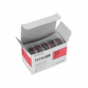 【新品】キングジム テプラ PRO テープカートリッジ パステル 18mm 赤/黒文字 SC18R-5P 1パック(5個)