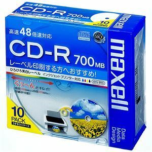 【新品】(まとめ) マクセル データ用CD-R 700MB ホワイトワイドプリンターブル 5mmスリムケース CDR700S.WP.S1P10S 1パ