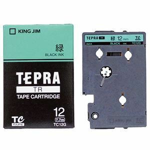【新品】（まとめ） キングジム テプラ TR テープカートリッジ パステル 12mm 緑／黒文字 TC12G 1個 【×4セット】
