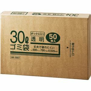 【新品】(まとめ) クラフトマン 業務用透明 メタロセン配合厚手ゴミ袋 30L BOXタイプ HK-83 1箱(50枚) 【×20セット】