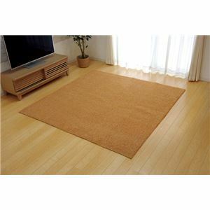 【新品】タフト風 ラグマット/絨毯 【3畳 オレンジ 約140×340cm】 洗える 防滑 オールシーズン ホットカーペット可 〔リビング〕