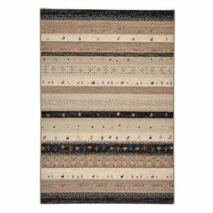 【新品】ラグマット 絨毯 約133cm×195cm ブラック 長方形 高耐久 ギャッベ風 ウィルトン インフィニティ レーヴ リビング