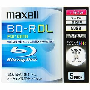 【新品】マクセル データ用BD-R 片面2層50GB 1-6倍速 ホワイトワイドプリンタブル 5mmスリムケース BR50PWPC.5S 1個（5枚）