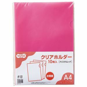 【新品】（まとめ）TANOSEE カラークリアホルダー（単色タイプ） A4 クリスタルレッド 1パック（10枚） 【×20セット】