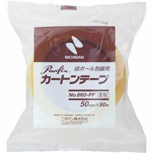 【新品】（まとめ）ニチバン カートンテープNo.660PF 50mm×50m 透明 660PF-50 1巻 【×10セット】