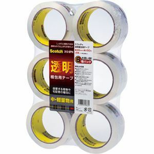 【新品】（まとめ）3M スコッチ 透明梱包用テープ 中・軽量物用 48mm×50m 313-6PN 1パック（6巻） 【×3セット】