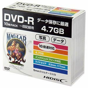 【新品】（まとめ）ハイディスク データ用DVD-R4.7GB 1-16倍速 ホワイトワイドプリンタブル 5mmスリムケース HDDR47JNP10SC