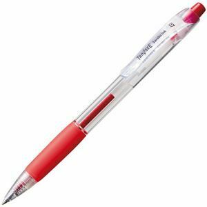 【新品】（まとめ）TANOSEE ノック式油性ボールペン（なめらかインク） 0.7mm 赤 （軸色：クリア） 1セット（10本） 【×10セット】