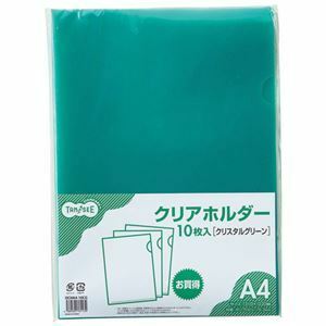 【新品】（まとめ）TANOSEE カラークリアホルダー（単色タイプ） A4 クリスタルグリーン 1パック（10枚） 【×20セット】