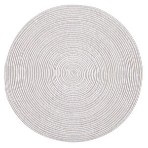 【新品】ラグマット 絨毯 直径約90cm グレー＆ホワイト 円形 インド綿 綿100％ ホットカーペット 床暖房可 ブレイド リビング