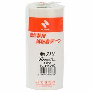 【新品】(まとめ) ニチバン 紙粘着テープ No.210 H30mm×18m 白 210H-30 1パック(4巻) 【×5セット】