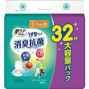 【新品】日本製紙クレシア 肌ケア アクティうす型パンツ 消臭抗菌プラス L-LL 1パック(32枚)