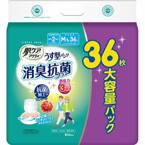 【新品】日本製紙クレシア 肌ケア アクティうす型パンツ 消臭抗菌プラス M-L 1セット(72枚：36枚×2パック)