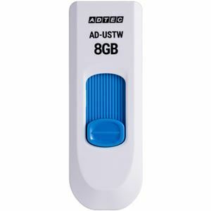 【新品】アドテック USB2.0スライド式フラッシュメモリ 8GB ホワイト/ブルー AD-USTW8G-U2R 1セット(10個)