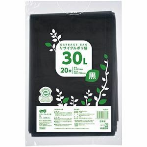 【新品】（まとめ）TANOSEE リサイクルポリ袋 黒30L 1パック(20枚)【×30セット】