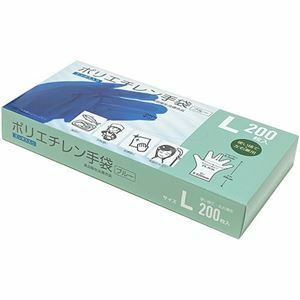 【新品】(まとめ) クラフトマン ポリエチレン手袋 L ブルー PGHK-06 1パック(200枚) 【×10セット】