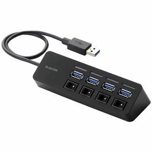 【新品】エレコム USB3.0ハブ/個別スイッチ付き/マグネット付き/バスパワー/4ポート/ブラック U3H-S418BBK