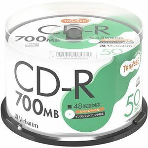 【新品】TANOSEE バーベイタム データ用CD-R 700MB 48倍速 スピンドルケース SR80FPW50T2 1セット(300枚：50枚×6