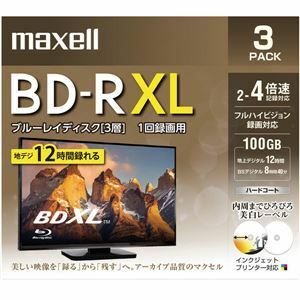 【新品】Maxell 録画用ブルーレイディスク BD-R XL(2～4倍速対応) 720分/3層100GB 3枚 BRV100WPE.3J