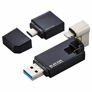 【新品】エレコムLightningコネクタ搭載USB3.2 Gen1メモリ 16GB ブラック MF-LGU3B016GBK1個