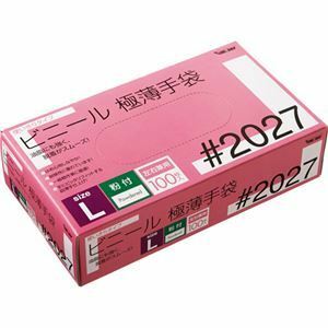 【新品】川西工業 ビニール極薄手袋 粉付 L#2027 1セット(2000枚:100枚×20箱)