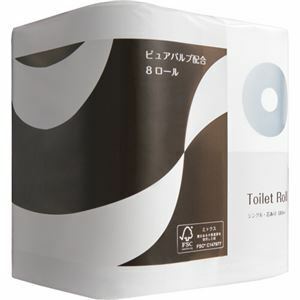 【新品】TANOSEE トイレットペーパーパルプブレンド シングル 芯あり 80m 1セット(96ロール:8ロール×12パック)