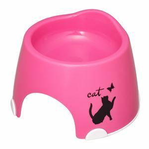 【新品】（まとめ）猫専用フードボウル すべり止め付 ピンク【×5セット】 (猫用品)